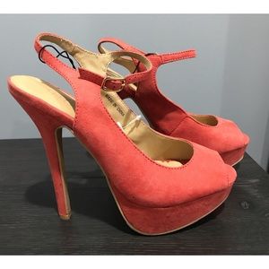 F21 slingback peep toe platform heels Sz 6